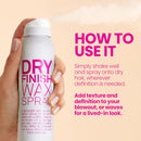 Dry finish wax spray with usage instructions on a beige background - Hair Care Canada