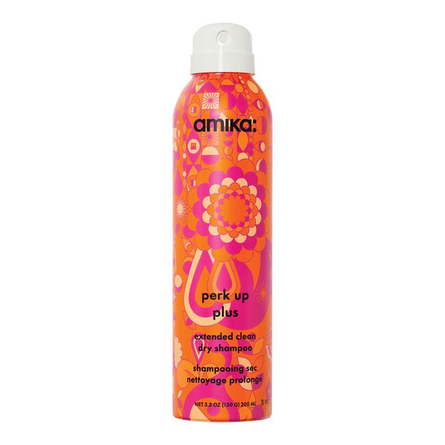 Amika dry shampoo can with colorful packaging on a white background - Hair Care Canada