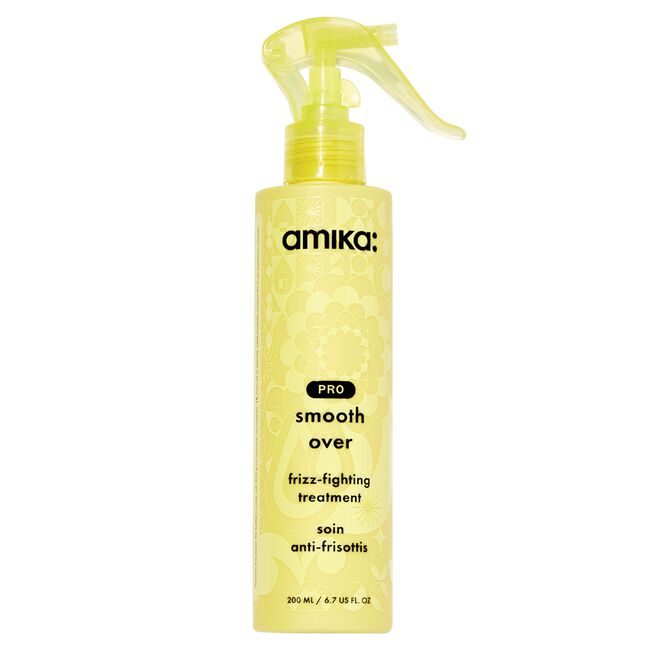 Amika smooth over frizz-fighting treatment bottle on a white background - Hair Care Canada