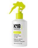 K18 Biomimetic Hairscience Professional Molecular Repair Hair Mist in a white spray bottle with a bright lime green trigger sprayer, on a white background - Hair care Canada