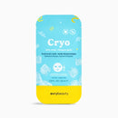 A single sheet mask packet from avrybeauty, featuring a light blue and yellow design with the text 'Cryo Jelly mask' and illustrations of ice cubes, shown on a clean white background-Hair Care Canada