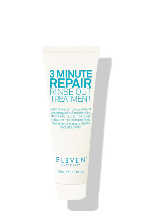 Tube of '3 Minute Repair Rinse Out Treatment' by Eleven Australia on a white background - Hair Care Canada