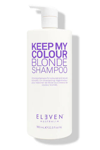 Shampoo bottle labeled 'Keep My Colour Blonde' by Eleven Australia on a white background - Hair care Canada