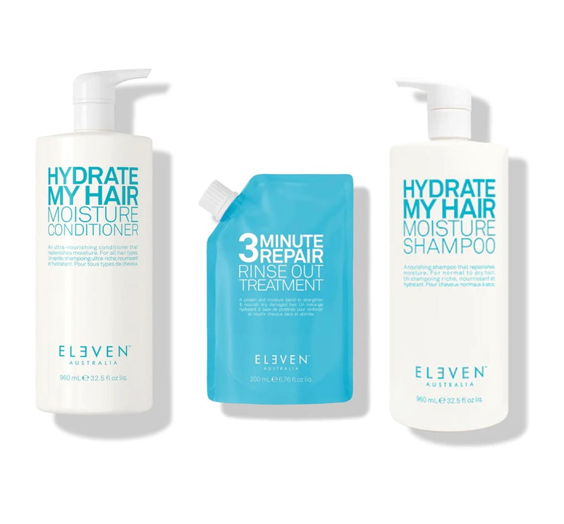 Three hair care products from Eleven Australia on a white background - Hair Care Canada
