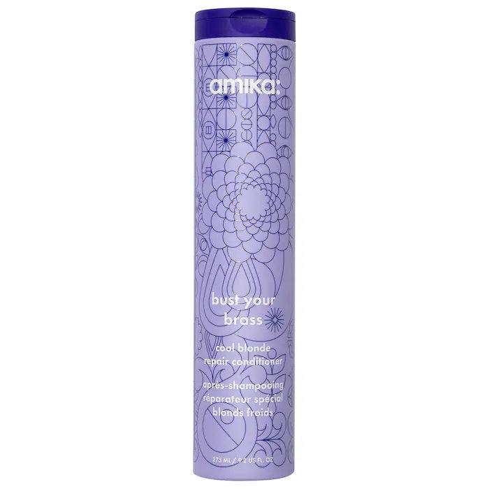 Amika shampoo bottle with purple design on a white background - Hair Care Canada