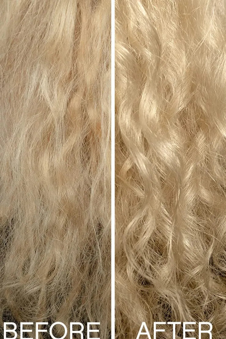 Comparison of curly hair before and after styling, with 'Before' on the left and 'After' on the right - Hair Care Canada