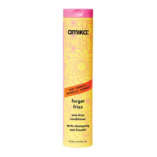 Amika anti-frizz conditioner bottle on a white background - Hair Care Canada