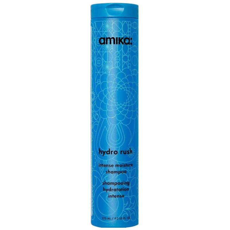 Blue shampoo bottle with 'amika' branding on a white background - Hair Care Canada