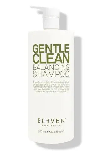 Shampoo bottle labeled 'Gentle Clean Balancing Shampoo' by Eleven Australia on a white background - Hair care Canada