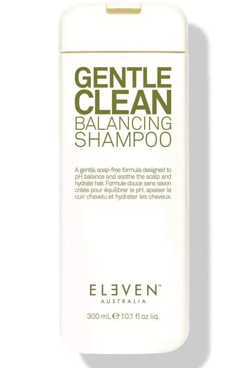 Shampoo bottle labeled 'Gentle Clean Balancing Shampoo' by Eleven Australia on a white background - Hair Care Canada