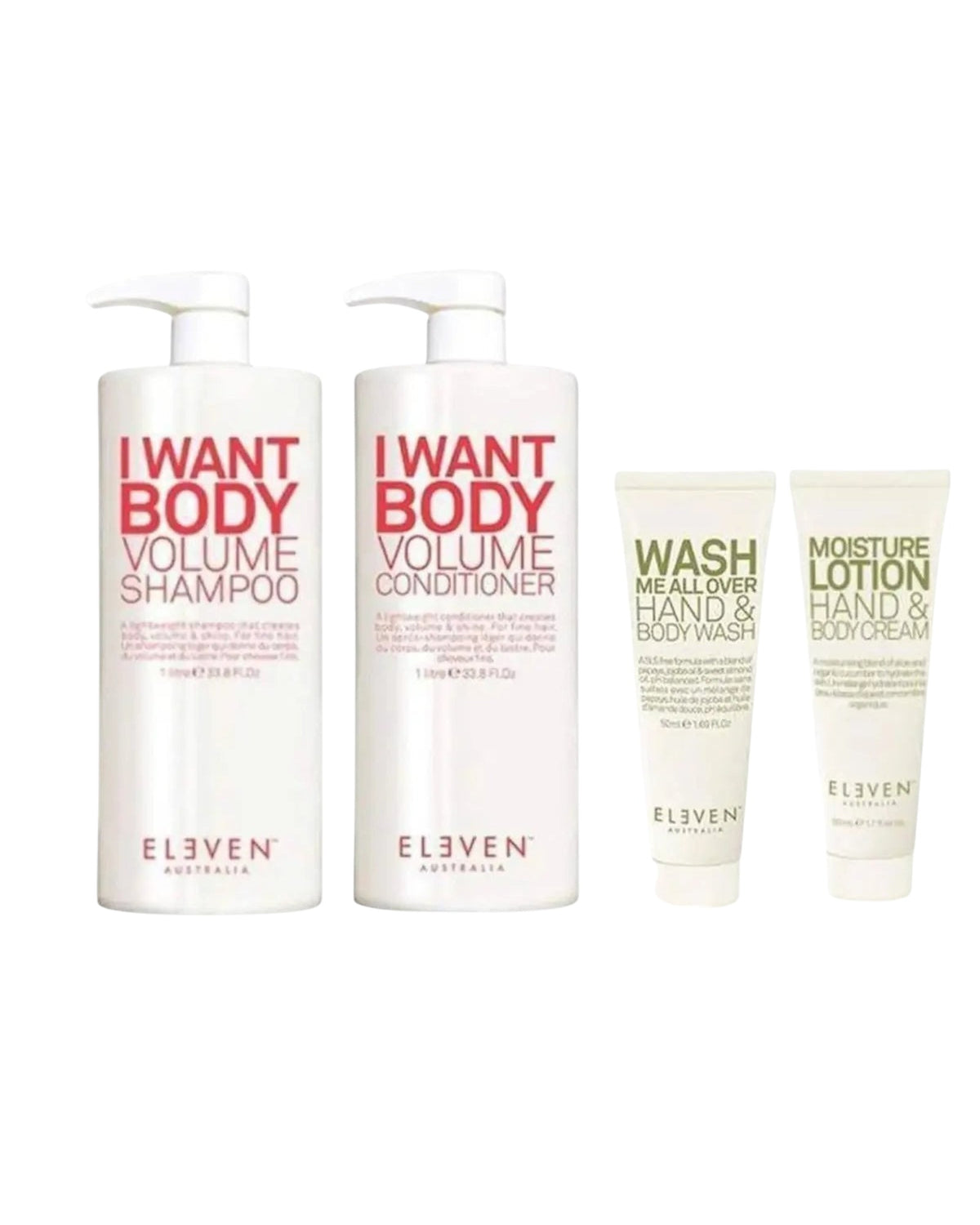 Eleven I Want Body Shampoo & Conditioner 960ML Duo | Gift + Pumps