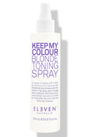Spray bottle labeled 'Keep My Colour Blonde Toning Spray' by Eleven on a white background - Hair Care Canada