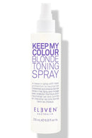 Spray bottle labeled 'Keep My Colour Blonde Toning Spray' by Eleven on a white background - Hair Care Canada