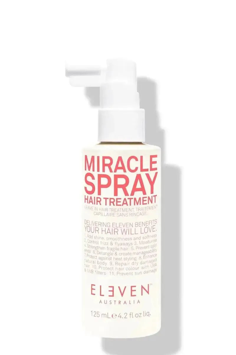 Bottle of 'Miracle Spray' hair treatment with 'Eleven Australia' branding on a white background - Hair Care Canada