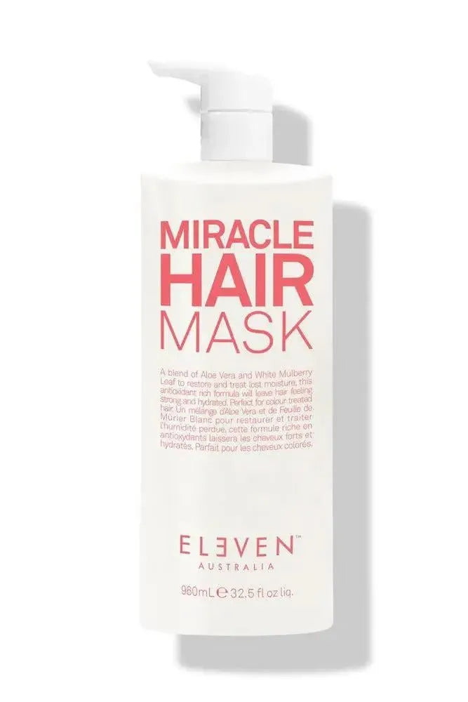 Miracle Hair Mask bottle with pump from Eleven Australia on a white background - Hair Care Canada