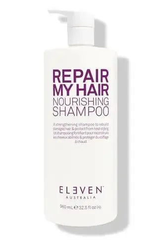 Shampoo bottle labeled 'Repair My Hair Nourishing Shampoo' by Eleven Australia on a white background - hair Care Canada