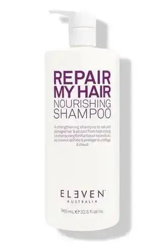 Shampoo bottle labeled 'Repair My Hair Nourishing Shampoo' by Eleven Australia on a white background - Hair Care Canada