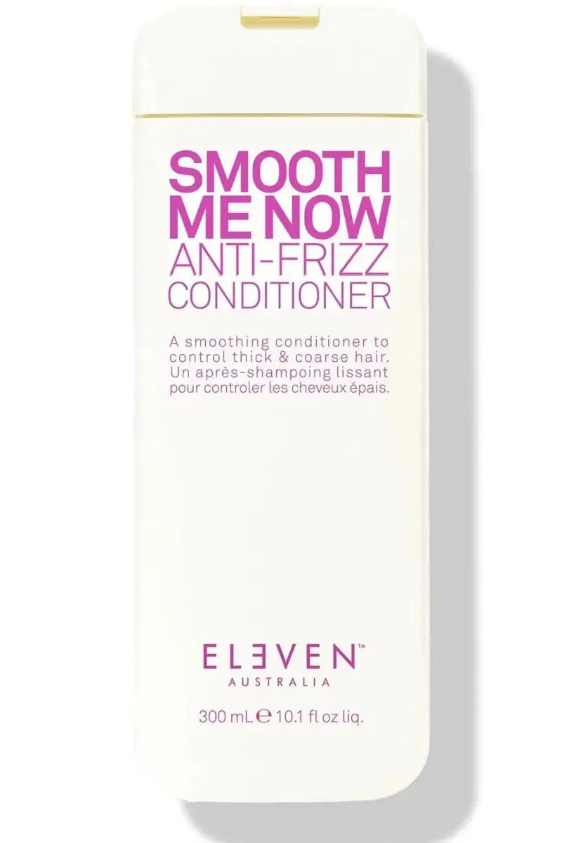 Conditioner bottle labeled 'Smooth Me Now Anti-Frizz Conditioner' by Eleven Australia on a white background - Hair Care Canada