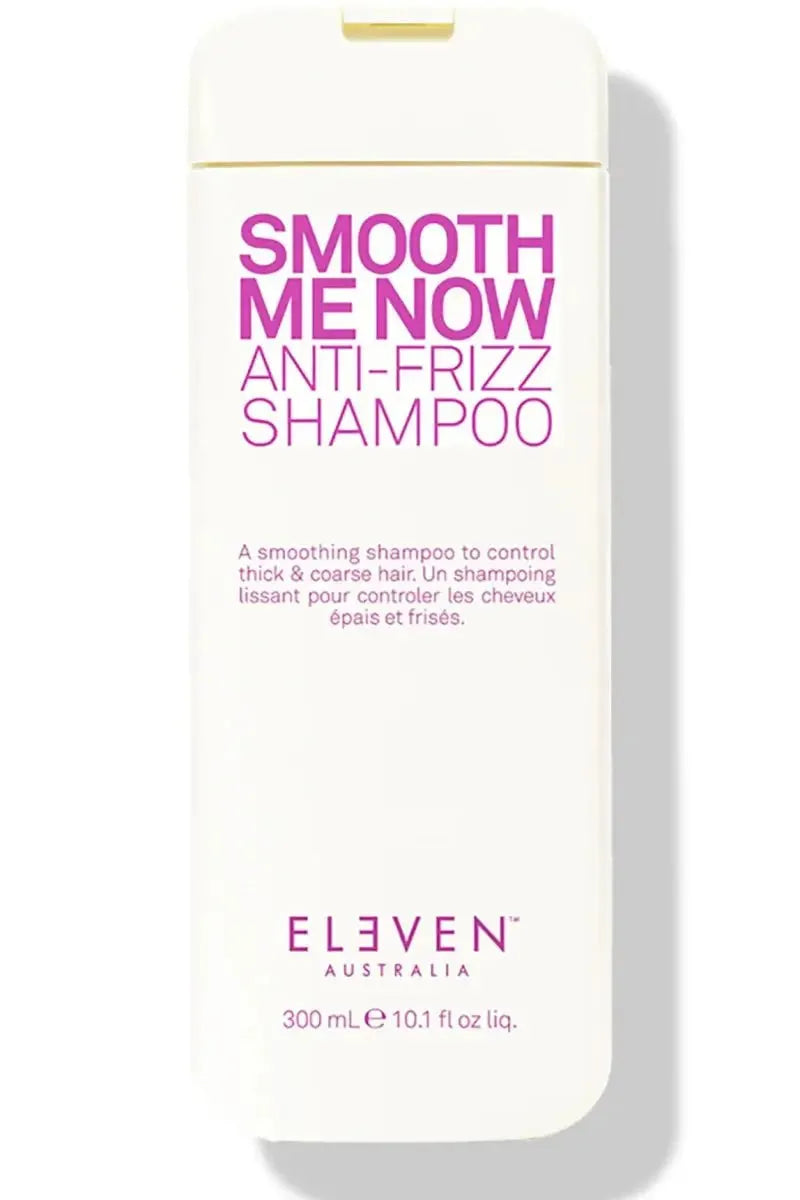 Shampoo bottle labeled 'Smooth Me Now Anti-Frizz Shampoo' by Eleven Australia on a white background - hair Care Canada
