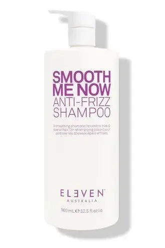 Shampoo bottle labeled 'Smooth Me Now Anti-Frizz Shampoo' by Eleven Australia on a white background - Hair Care Canada