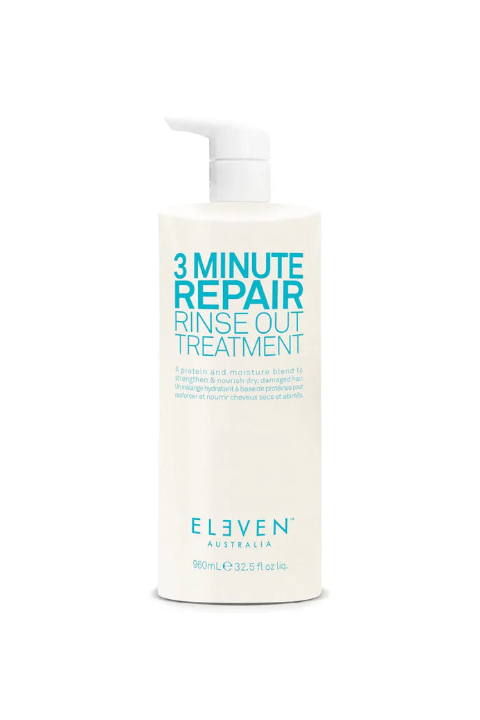 Bottle of Eleven Australia 3 Minute Repair Rinse Out Treatment on a white background - Hair Care Canadaa