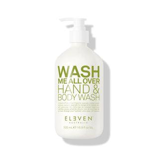 Hand and body wash bottle labeled 'Wash Me All Over' with 'Eleven' branding on a white background-Hair Care Canada