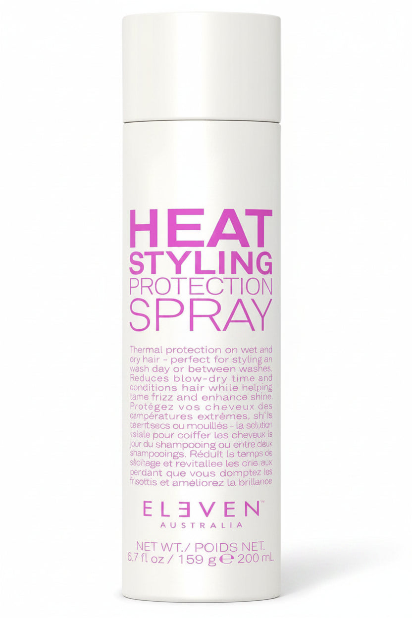 Heat styling protection spray bottle with 'Eleven Australia' branding on a white background - Hair Care Canada
