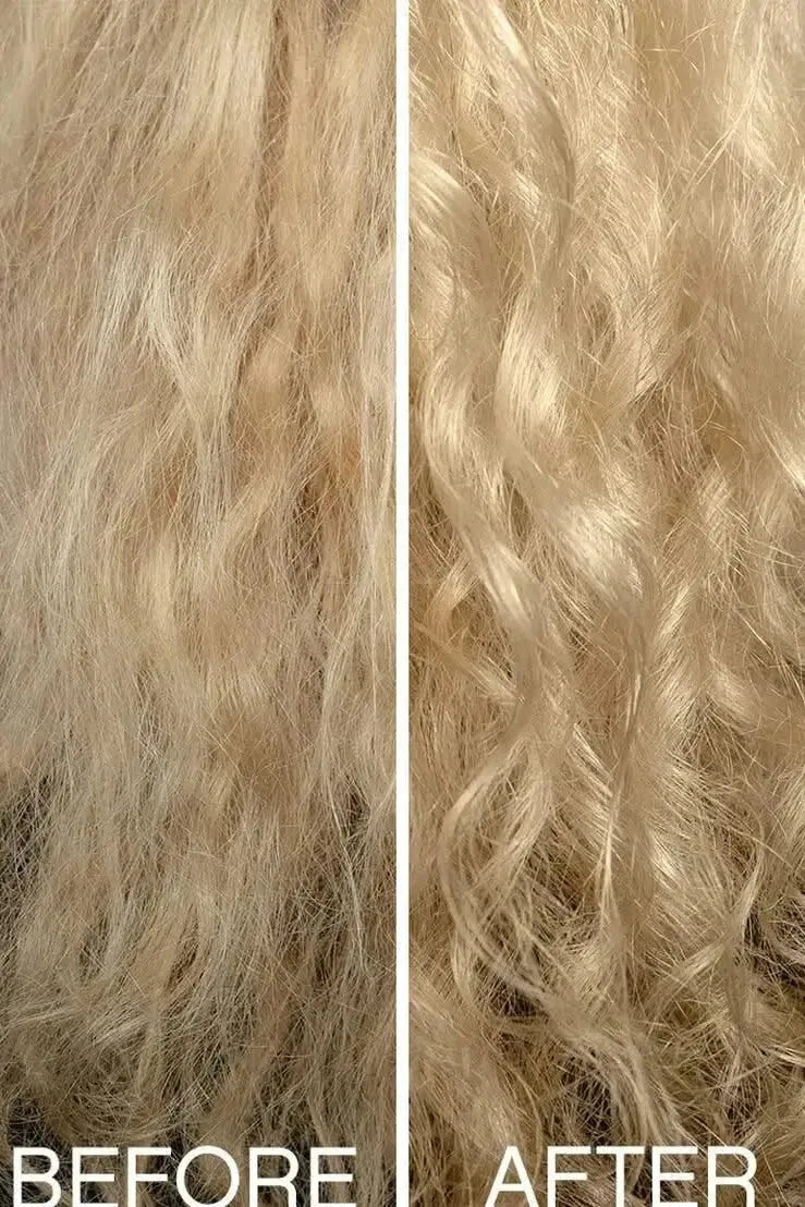 Comparison of curly hair before and after styling, with 'Before' on the left and 'After' on the right - Hair Care Canada