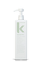 White bottle with pump and 'k' logo on a white background - Hair Care Canada
